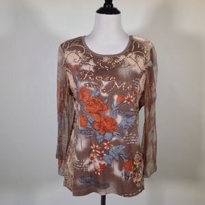 New Nikky Top Womens Large Romantic Boho Embellish
